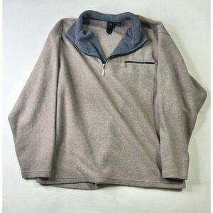 Foot‎ Locker Mens XXL Fleece Quarter Zip Pullover Tan Gray Pocket Sweater
